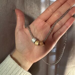 Our Father Prayer Three-Tone Pendant Necklace